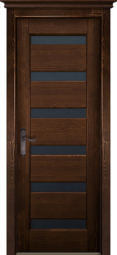 Дверь ОКА браш массив сосны Палермо античный орех, стекло графит