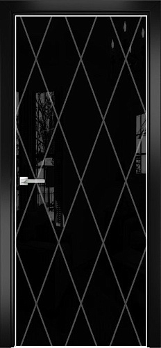 Дверь Оникс Арт, лакобель черный RAL 9005, пескоструй №11