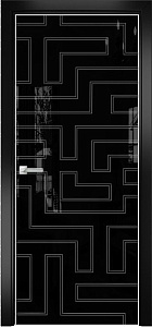 Недавно просмотренные - Дверь Оникс Арт, лакобель черный RAL 9005, контурный витраж №12