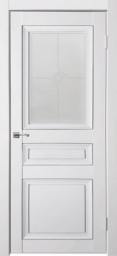 Дверь ДР экошпон Деканто ПДО 3 бархат white вставка черная, сатинато белое