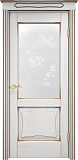 Дверь ПМЦ массив дуба Д6 белый грунт с патиной орех, стекло 6-6
