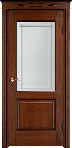 Дверь ПМЦ массив дуба Д13 коньяк с патиной, стекло 13-6