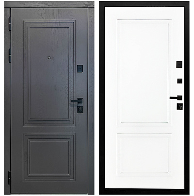 Входная дверь Матадор MXК-2 альберо грей/панель Лайн-2, белая матовая