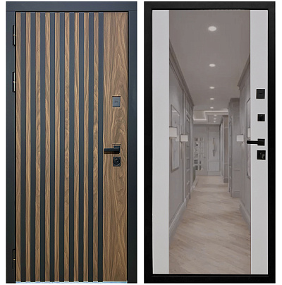 Входная дверь Матадор MXL-1 орех американский мокко/панель зеркало 2, силк маус