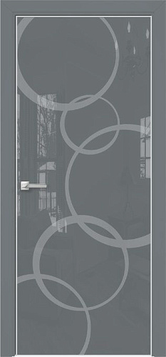 Дверь Оникс Арт, лакобель серый RAL 7040, пескоструй №4