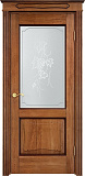 Дверь ПМЦ массив дуба Д6 орех 10% с патиной, стекло 6-3