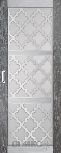 Перегородка Оникс №2 дуб седой/Р-№5, сатинат белый