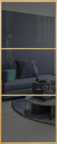 Перегородка Alum №3 золото, стекло прозрачное графит