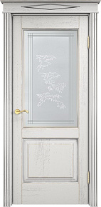 Недавно просмотренные - Дверь ПМЦ массив дуба Д13 белый грунт с патиной серебро микрано, стекло 13-2