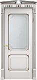 Дверь ПМЦ массив ольхи ОЛ7.2 белый грунт с патиной орех, стекло 7-3