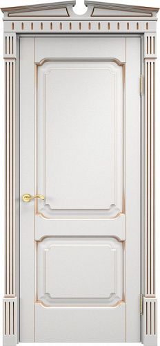 Дверь ПМЦ массив ольхи ОЛ7.2 белый грунт с патиной золото, глухая