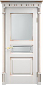 Недавно просмотренные - Дверь ПМЦ массив ольхи ОЛ5 белый грунт с патиной золото, стекло 5-1