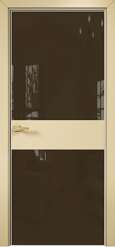 Дверь Оникс Соло 2 эмаль RAL 1015, глухая, Lacobel RAL 8028