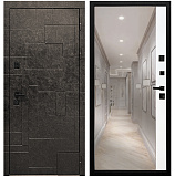 Входная дверь Матадор MX-1 Мамба терра антрацит /панель зеркало 1, белая матовая