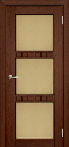 Дверь Берест массив сосны Браво груша, фреза кубик, стекло бронза