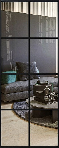 Перегородка Alum №8 черный, стекло прозрачное бронза