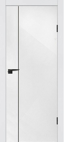 Дверь Текона Smalta 49 эмаль белая, молдинг черный, глухая