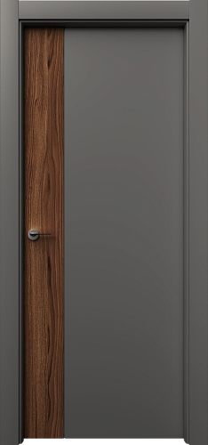 Дверь Неом эмаль серая, шпон орех американский, глухая