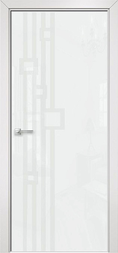 Дверь Оникс Арт, лакобель белый RAL0333 пескоструй №9