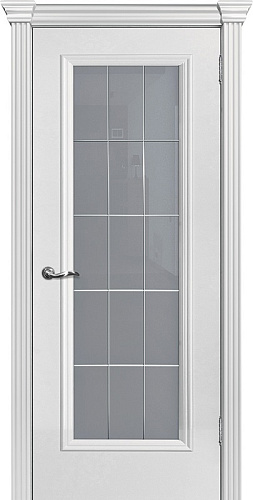 Дверь Текона эмаль Smalta-Sharm 01 молочный RAL 9010, сатинат гравировка решетка