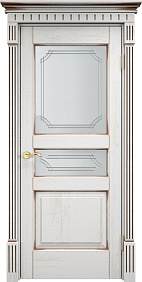 Недавно просмотренные - Дверь ПМЦ массив дуба Д5 белый грунт с патиной орех, стекло 5-1