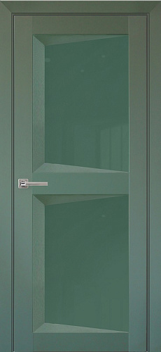 Дверь ДР Перфекто экошпон 104 бархат зеленый, стекло зеленое