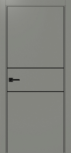 Дверь Эко 203 серый молдинг SB, кромка AL черная SB с 2-х сторон, глухая