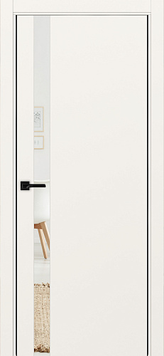 Дверь Эко 211 бежевый, кромка AL черная SB с 2-х сторон, зеркало