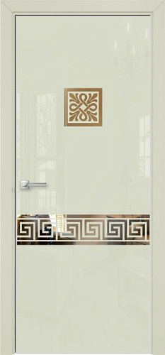 Дверь Оникс Арт, лакобель слоновая кость RAL 1013, зеркало №21.1