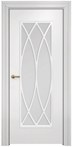 Дверь Оникс Турин фрезерованная эмаль белая, сатинато с решеткой №6