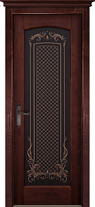 Недавно просмотренные - Дверь ОКА браш массив сосны Витраж махагон, стекло графит каленое с узором