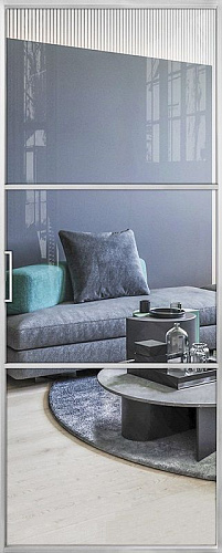 Перегородка Alum №3 хром, стекло прозрачное