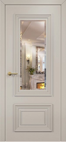 Дверь Оникс Мадрид эмаль латте, зеркало