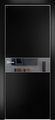 Дверь Оникс Вирджиния эмаль черная, глухая с зеркальной вставкой