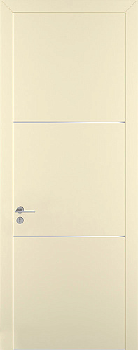 Дверь Z K11 полипропилен крем, ALU кромка хром, молдинг серебро, глухая