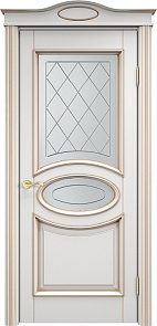 Недавно просмотренные - Дверь ПМЦ массив ольхи ОЛ26 белый грунт с патиной золото, стекло 26-2