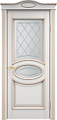 Схожие товары - Дверь ПМЦ массив ольхи ОЛ26 белый грунт с патиной золото, стекло 26-2