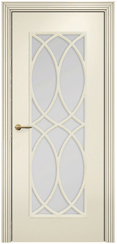 Дверь Оникс Турин фрезерованная эмаль слоновая кость, сатинато с решеткой №7