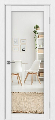 Дверь Эко 501.2 белый лед, зеркало с 2-х сторон