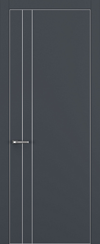 Дверь Z K15 полипропилен  графит премьер, ALU кромка хром, молдинг серебро, глухая