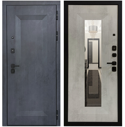Входная дверь Матадор Союз НЕО бетон антрацит 90мм/бетон светлый зеркало