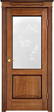 Дверь ПМЦ массив дуба Д6 орех 10% с патиной, стекло 6-6