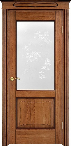 Дверь ПМЦ массив дуба Д6 орех 10% с патиной, стекло 6-6