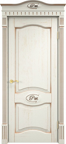 Дверь ПМЦ массив дуба Д3 эмаль F120 с золотой патиной, глухая