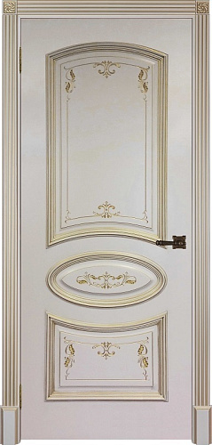 Дверь ДР Finezza Багет-3 эмаль слоновая кость патина золото, глухая