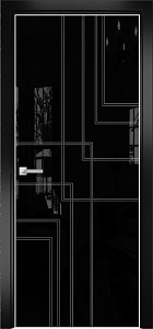 Недавно просмотренные - Дверь Оникс Арт, лакобель черный RAL 9005, контурный витраж №13