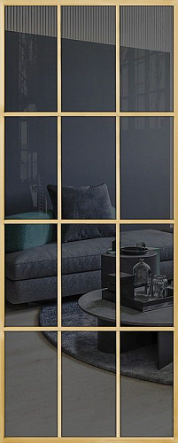 Перегородка Alum №10 золото, стекло прозрачное графит