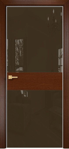 Дверь Оникс Соло 2 красное дерево, глухая, Lacobel RAL 8028