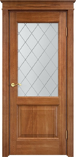 Дверь ПМЦ массив дуба Д13 орех 10%, стекло 13-10
