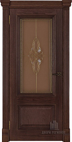 Недавно просмотренные - Дверь ДР Elegante classico шпон Корсика brandy с широким фигурным багетом, стекло Кармен